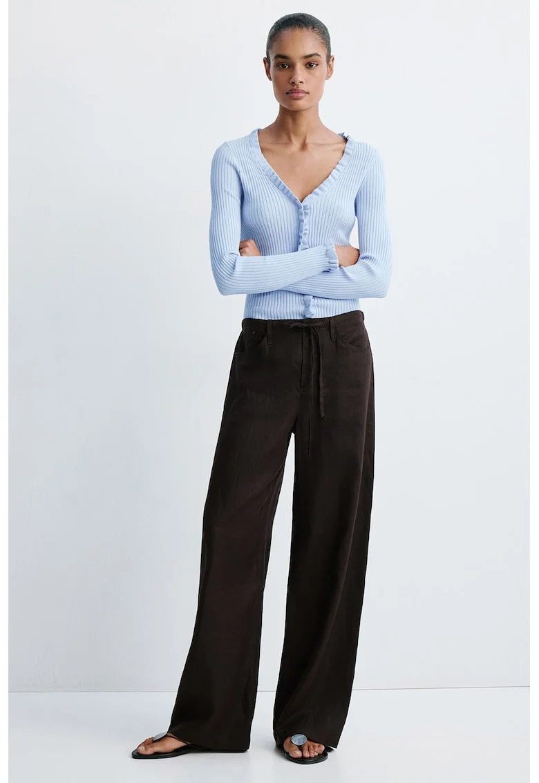 Cardigan slim-fit cu volane, Albastru pastel