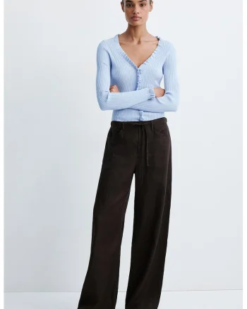 Cardigan slim-fit cu volane, Albastru pastel