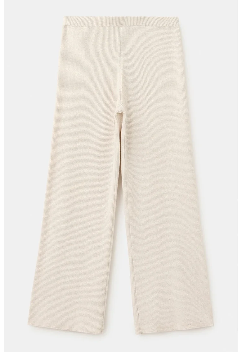 Pantaloni striati din tricot cu croiala ampla, Bej deschis