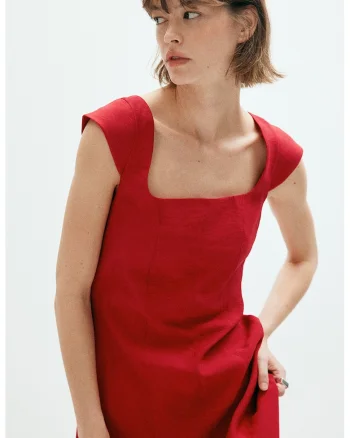 Rochie midi evazata, Rosu
