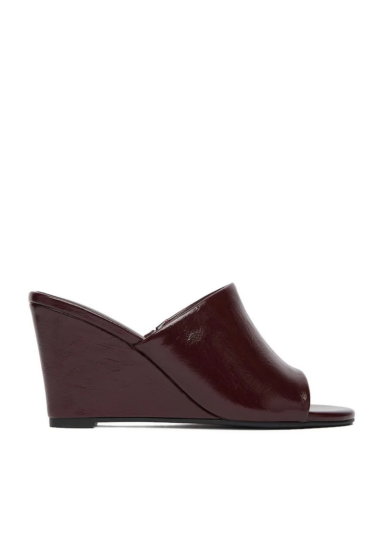 Papuci dama  bordeaux, textil, piele ecologica