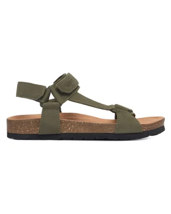 Sandale baieti  kaki, piele nabuc, inchidere velcro