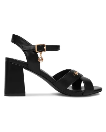 Sandale dama  toc bloc, negru, piele ecologica, Negru
