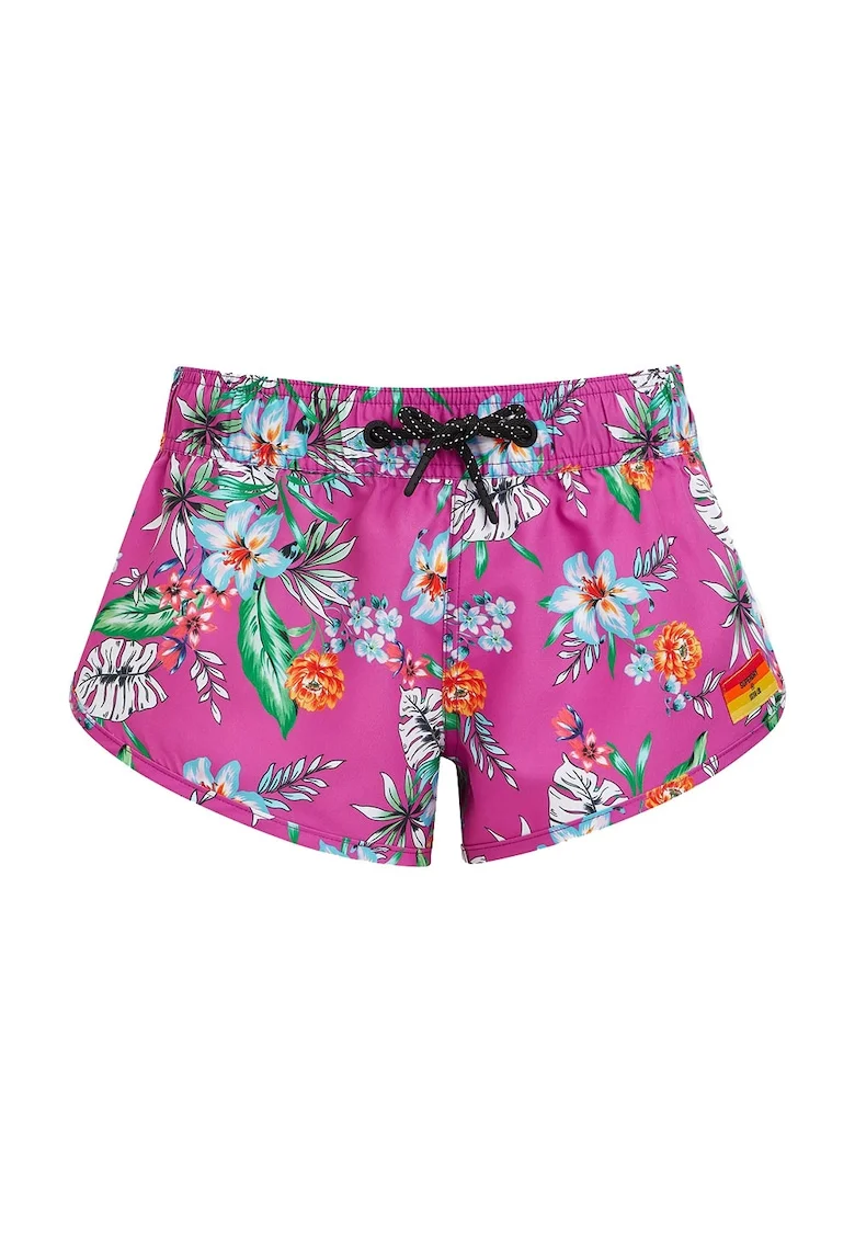 Costum de baie femei Superdry Surf, roz, cu imprimeu floral, Roz