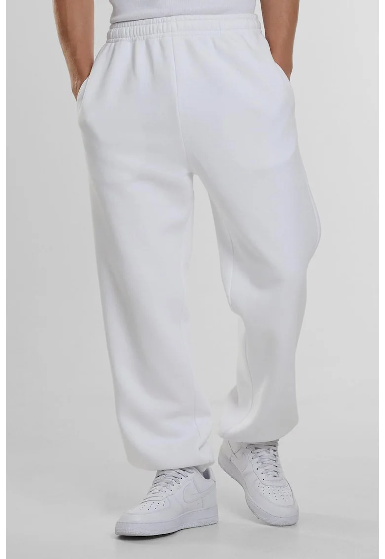 Pantaloni de trening cu croiala relaxed-fit si buzunare, Alb