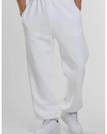 Pantaloni de trening cu croiala relaxed-fit si buzunare, Alb