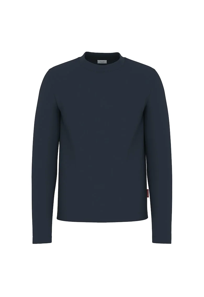 Bluza elastica cu guler scurt, Albastru inchis