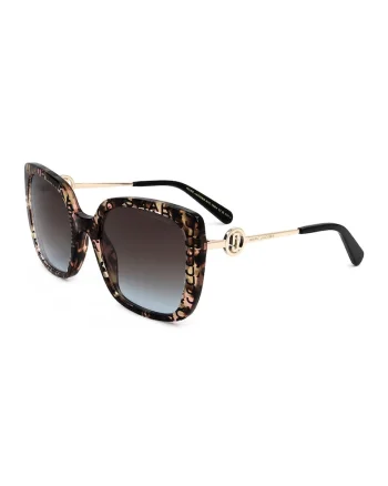 Ochelari de soare cat-eye cu model logo, Maro inchis/Auriu deschis