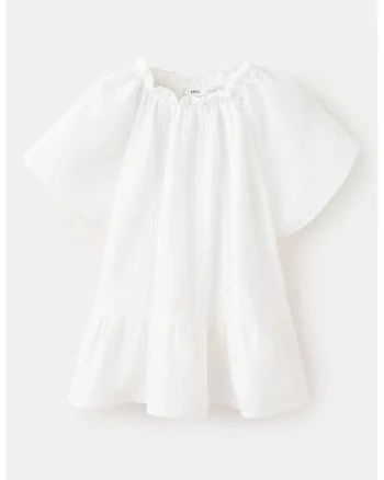 Bluza cu insertii din dantela si maneci scurte, Bej deschis
