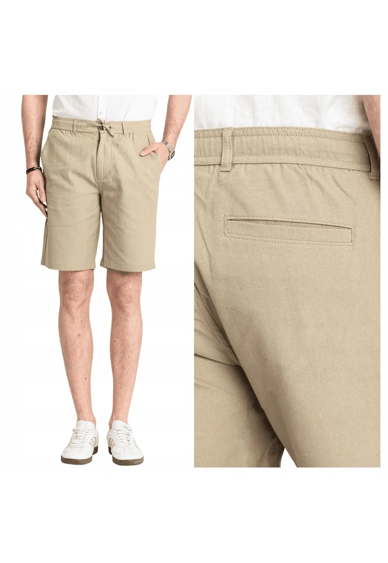 Pantaloni Scurti Barbati,  Brad Shorts, 3Xl, Bej, Croi: Regular Fit, Stil: Drept, Compozitie Material: 75% Bumbac 25% In, Bej, Bej