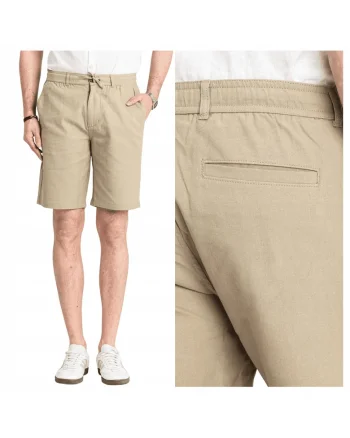 Pantaloni Scurti Barbati,  Brad Shorts, 3Xl, Bej, Croi: Regular Fit, Stil: Drept, Compozitie Material: 75% Bumbac 25% In, Bej, Bej