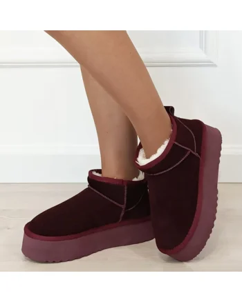 Ghete bordo din piele naturala 6391 113 18596, Visiniu