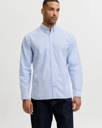 Camasa barbati, din bumbac, Regular fit, JJOXFORD, Albastru