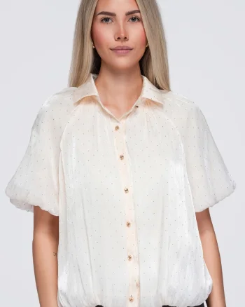 Camasa de dama, maneca scurta, cu guler clasic, stil bluza, aspect elegant OW-SH-E0068, Bej