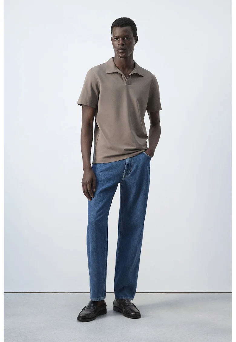 Tricou polo din amestec de bumbac, Maro deschis