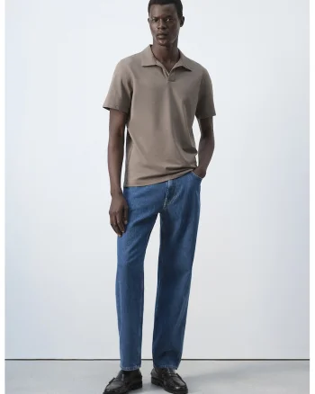Tricou polo din amestec de bumbac, Maro deschis