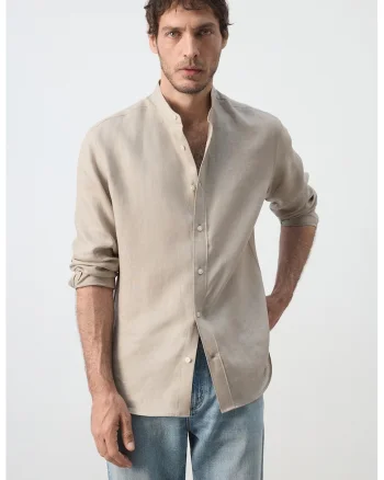 Camasa-tunica de in cu maneci lungi, Maro taupe deschis