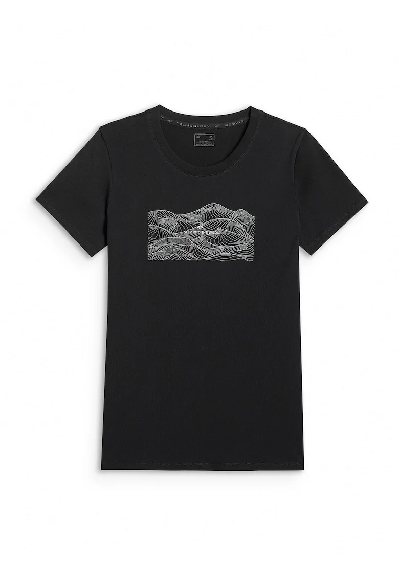 Tricou  regular cu imprimeu pentru femei - negru
