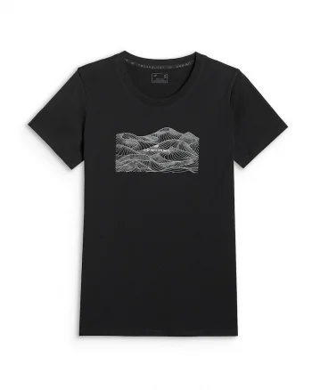 Tricou  regular cu imprimeu pentru femei - negru