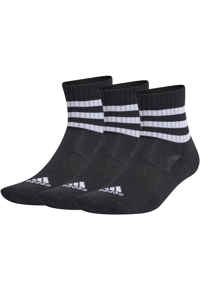 Set 3 perechi sosete  3-Stripes Cushioned Sportswear Mid Cut, Negru