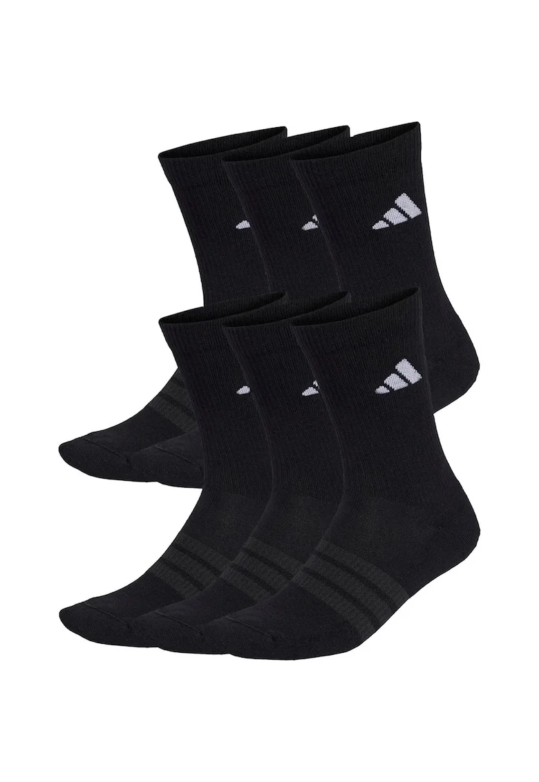 Set 6 perechi sosete  Cushioned Crew New Logo, Negru