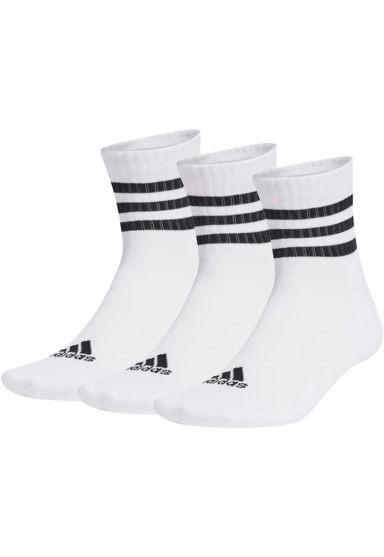 Set 3 perechi sosete  3-Stripes Cushioned Sportswear Mid Cut, Alb