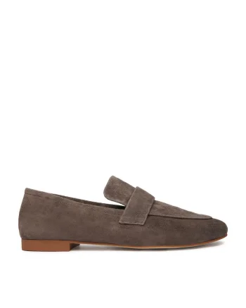 Mocasini dama,  gri, piele intoarsa, interior din piele naturala