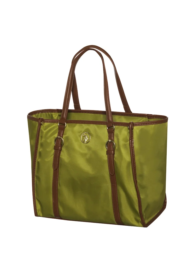 Geanta de cumparaturi  HOUSTON LARGE, verde/maro, 29,5x35/45x18cm