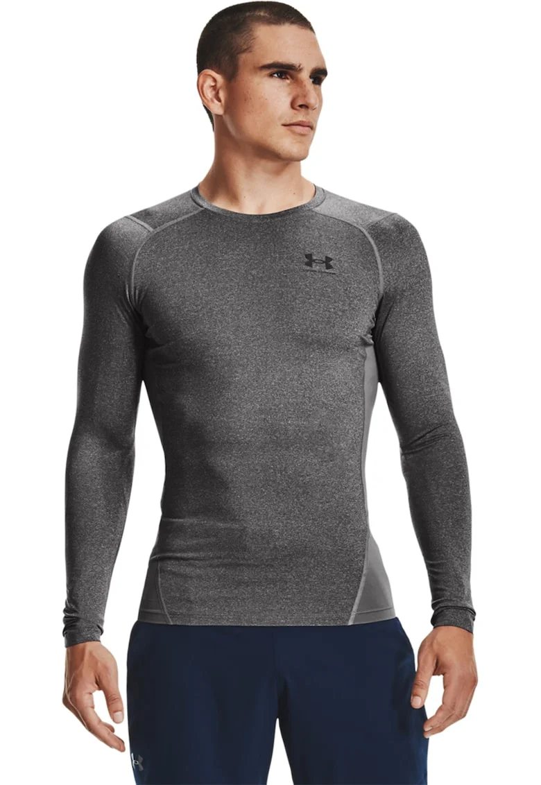 Bluza de compresie pentru fitness HeatGear®, Gri antracit