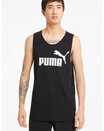 Top regular fit cu imprimeu logo Essentials, Alb/Negru