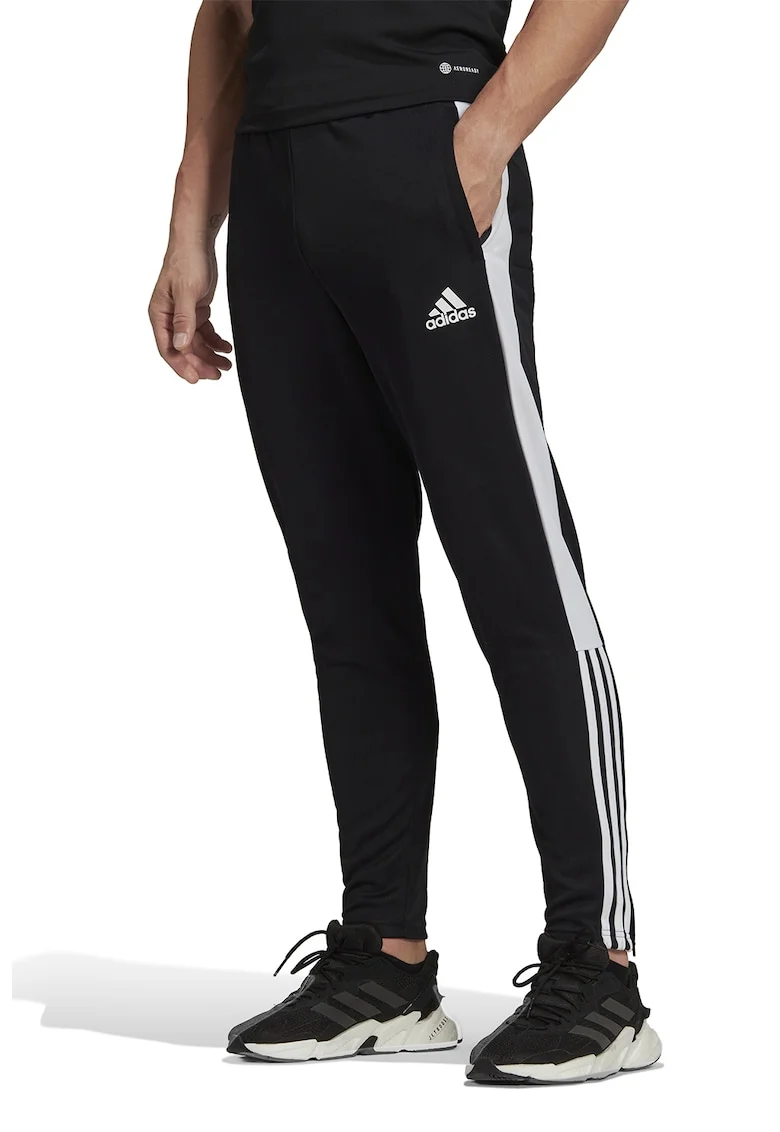 Pantaloni cu slituri cu fermoar la glezna, pentru fotbal Tiro, Alb/Negru