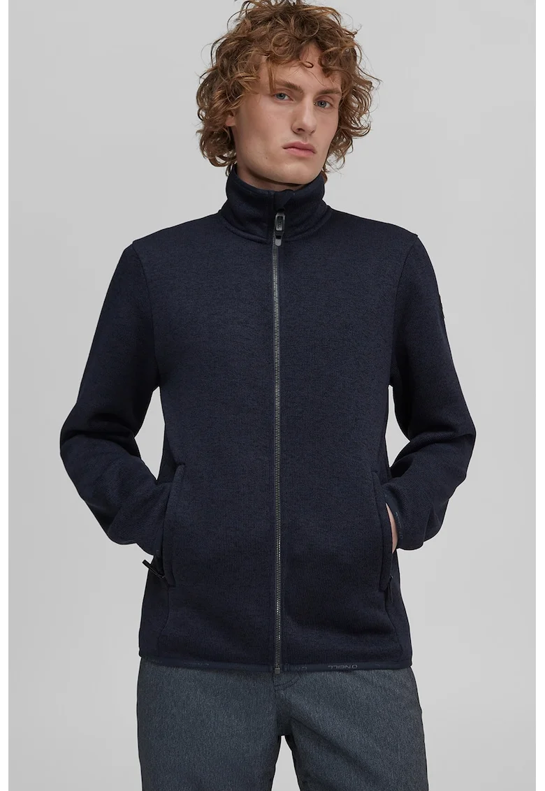 Bluza de fleece cu fermoar, pentru schi Piste, Bleumarin