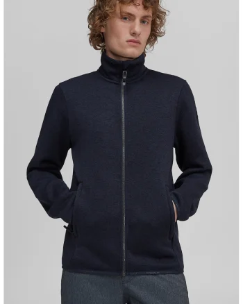 Bluza de fleece cu fermoar, pentru schi Piste, Bleumarin