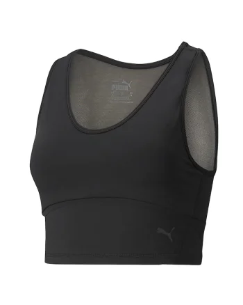 Top cu garnituri din plasa si imprimeu logo, pentru fitness, Negru