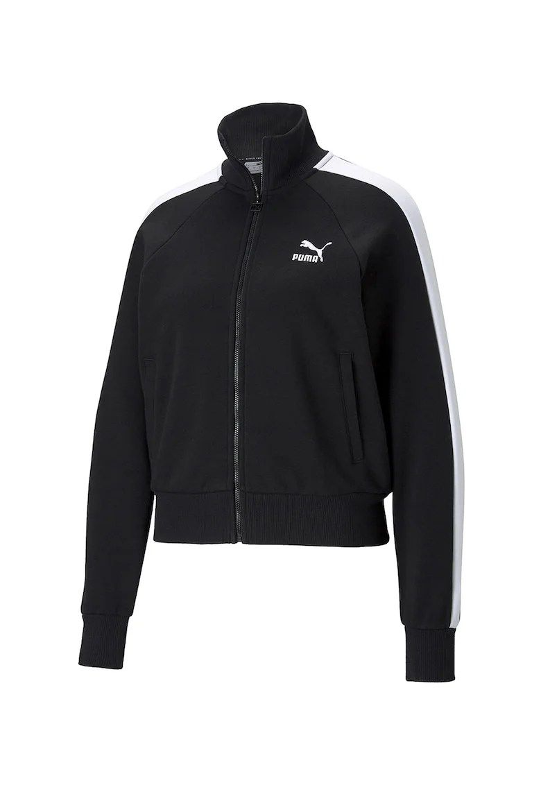 Jacheta de trening cu terminatii striate Iconic T7 TR, Negru