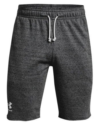 Pantaloni scurti din material terry, pentru fitness Rival, Alb/Gri inchis melange