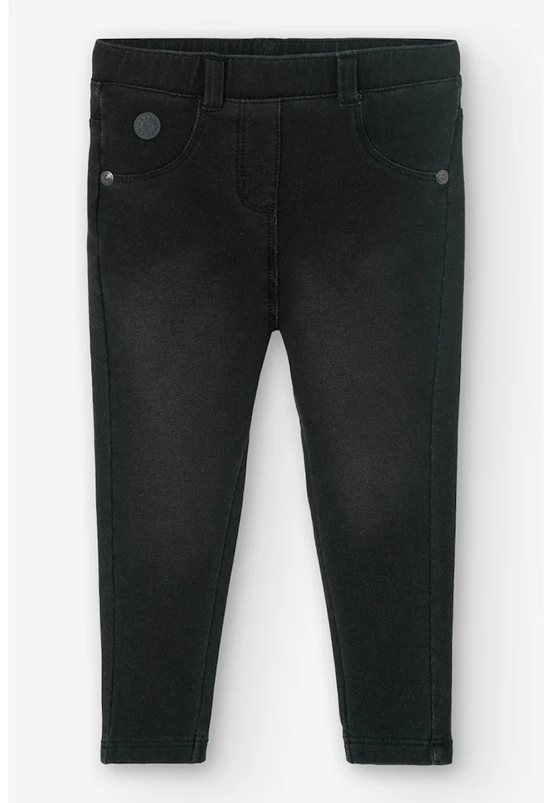 Blugi slim fit cu banda elastica in talie, Negru stins