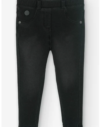 Blugi slim fit cu banda elastica in talie, Negru stins
