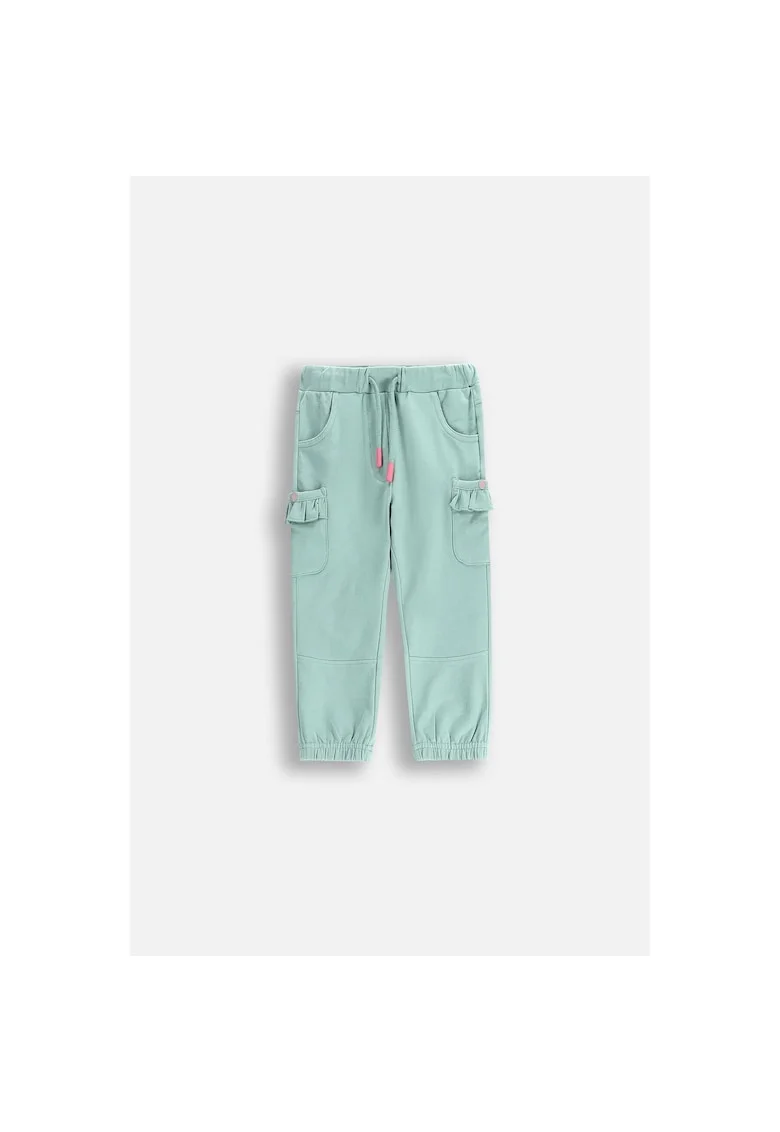 Pantalon sport cargo cu talie ajustabila, Verde menta
