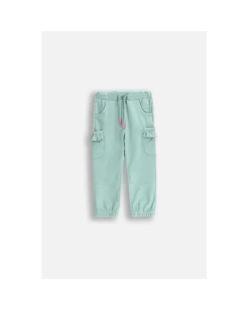 Pantalon sport cargo cu talie ajustabila, Verde menta