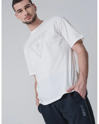 Tricou relaxed fit cu logo, Alb/Gri deschis