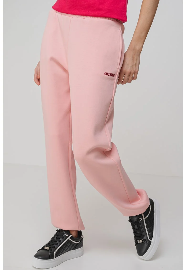 Pantaloni cu buzunare laterale, pentru fitness, Roz pastel