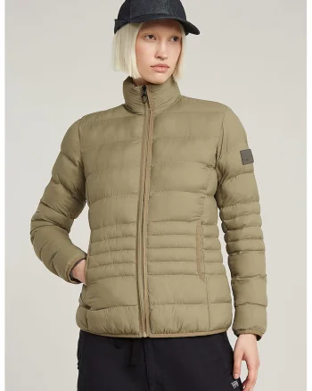 Geaca matlasata din nylon cu guler, Kaki