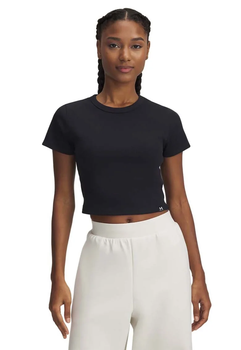 Tricou crop slim fit Rival, Negru