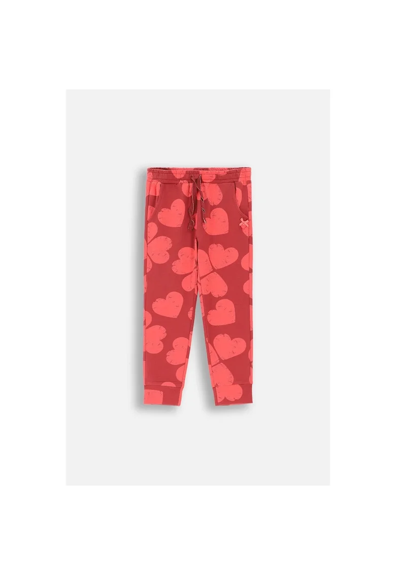 Pantaloni sport cu imprimeu cu inimi, Rosu