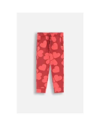 Pantaloni sport cu imprimeu cu inimi, Rosu