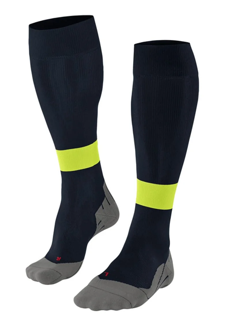 Sosete lungi peste genunchi, pentru alergare RU Energy, Verde lime/Bleumarin