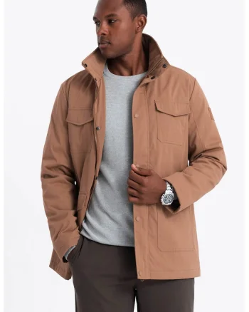 Geaca usoara cu buzunare multiple, Maro camel