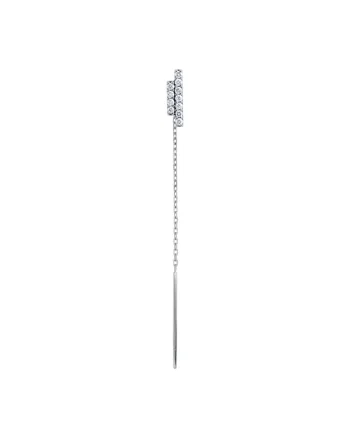 Cercel lung, aur 18k, diamante naturale 0.11 ct,  Argintiu