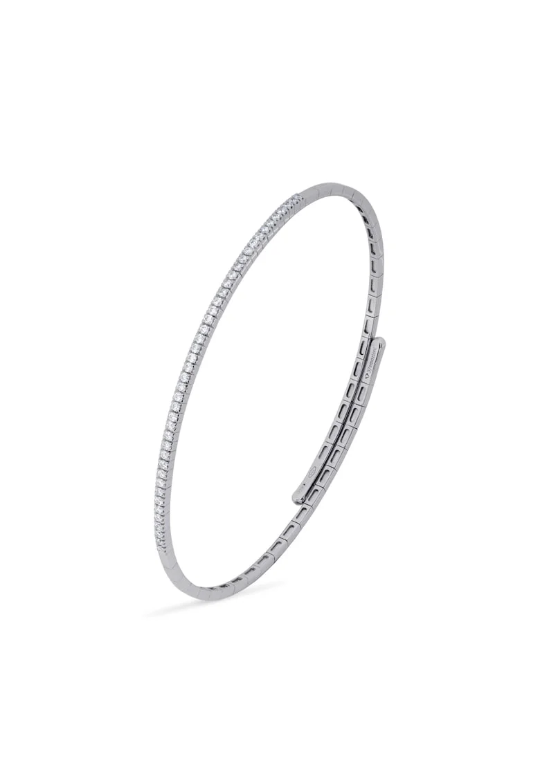 Bratara flexibila, aur 18k, diamante naturale 0.41 ct,  Argintiu